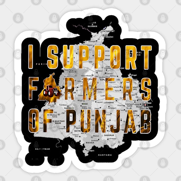 I Support Farmers of Punjab Sticker by SAN ART STUDIO 